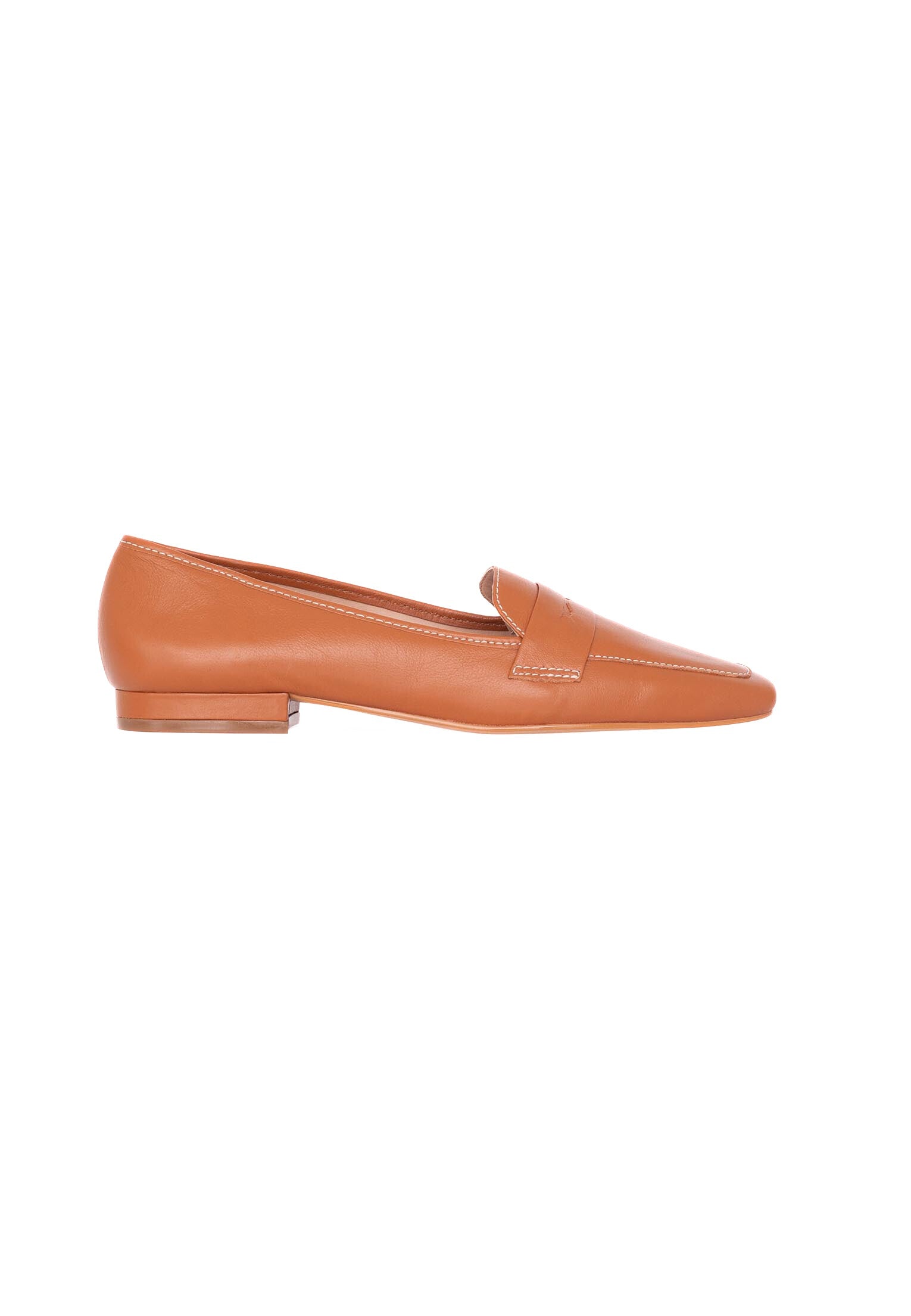 Cipó Brown Leather Square-Toe Loafers – Flat-0
