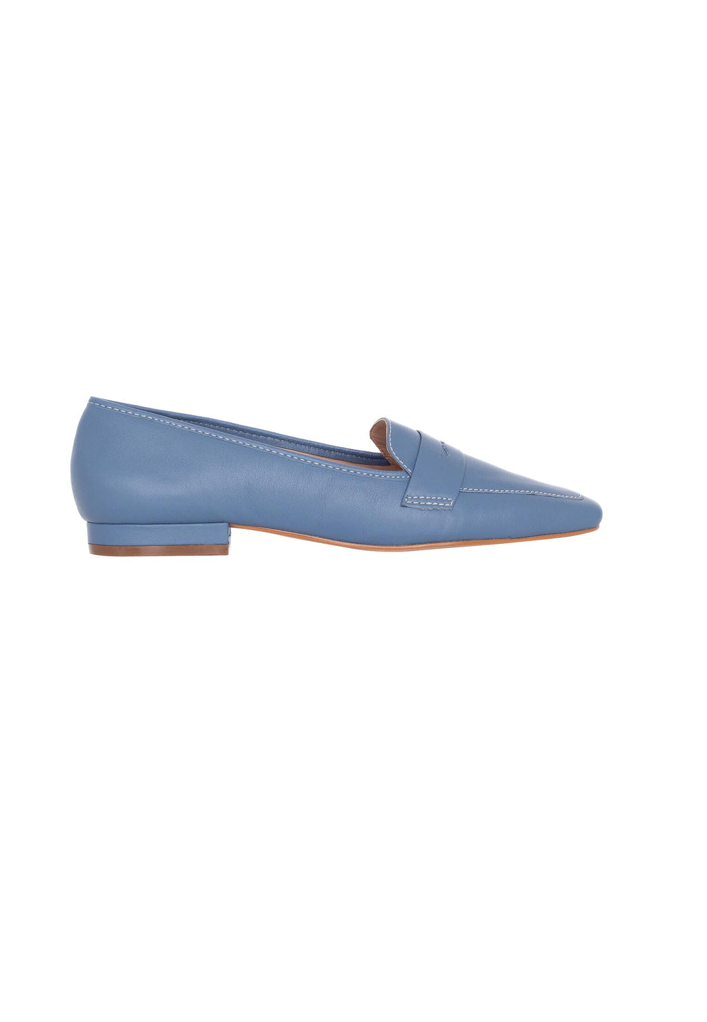 Cipó Blue Leather Square-Toe Loafers – Flat-0