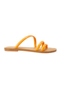 Cacau Calf Orange Leather Three-Strap Slide Sandals-0