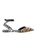 Palmito Animal Print Calf Leather Flat Sandals – Pointed Toe Ankle Strap-0