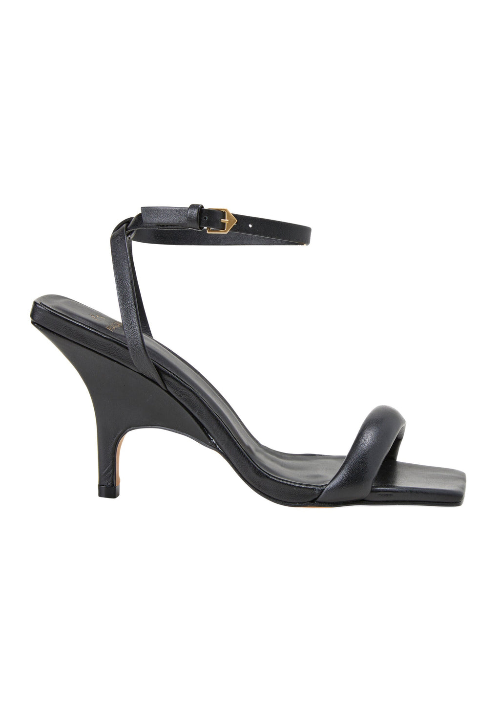 Cortiça Calf Black Leather Sandals – 9cm High Heel Ankle Strap