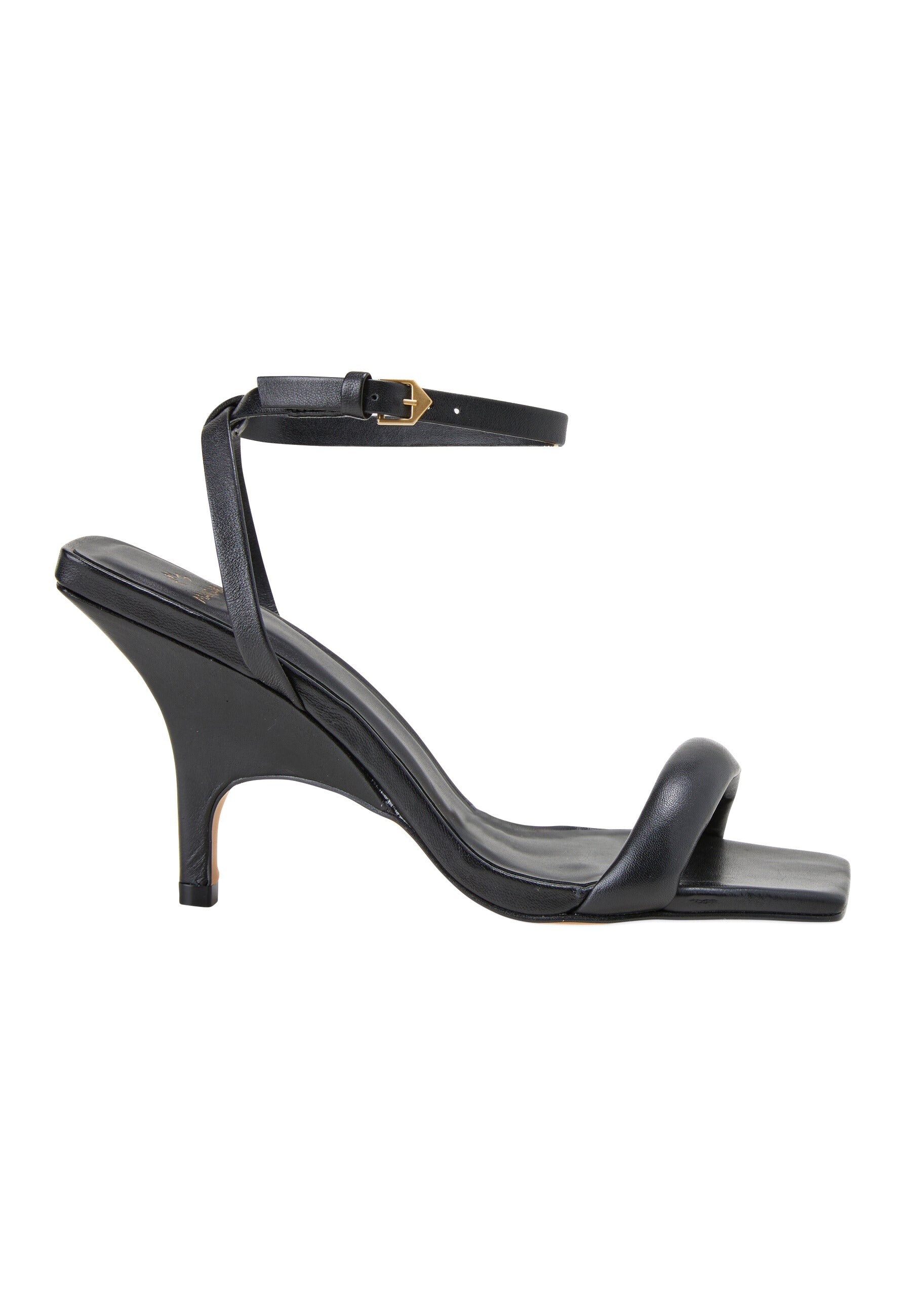 Cortiça Calf Black Leather Sandals – 9cm High Heel Ankle Strap