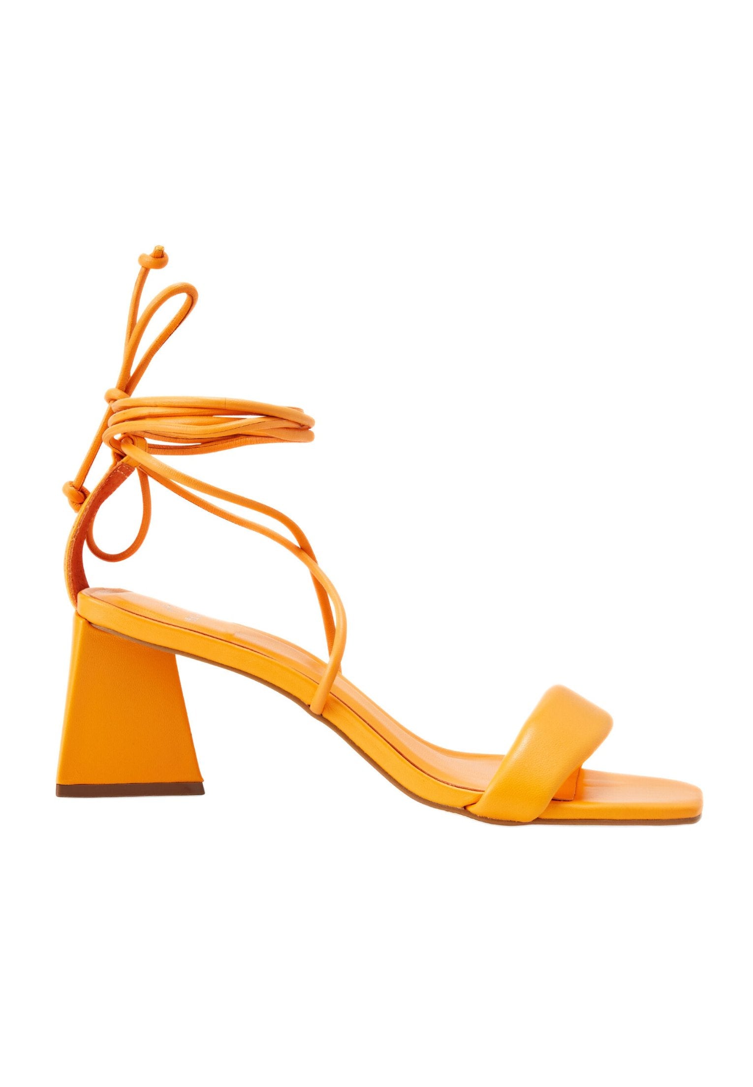 Caúna Calf Orange Leather Strappy Sandals – 6.5cm Block Heel-0