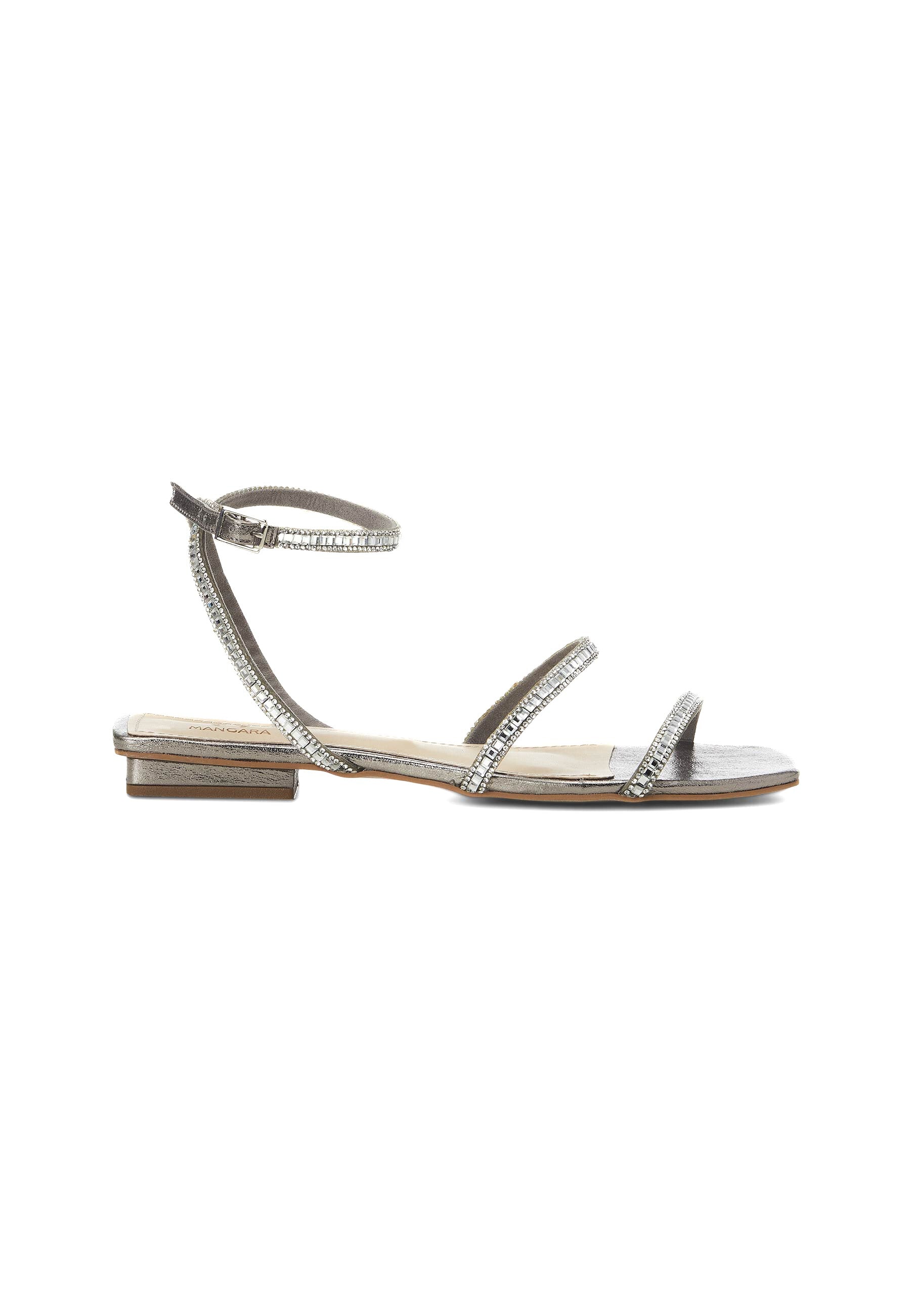 Aroeira Silver Leather Sandals – Crystal Straps