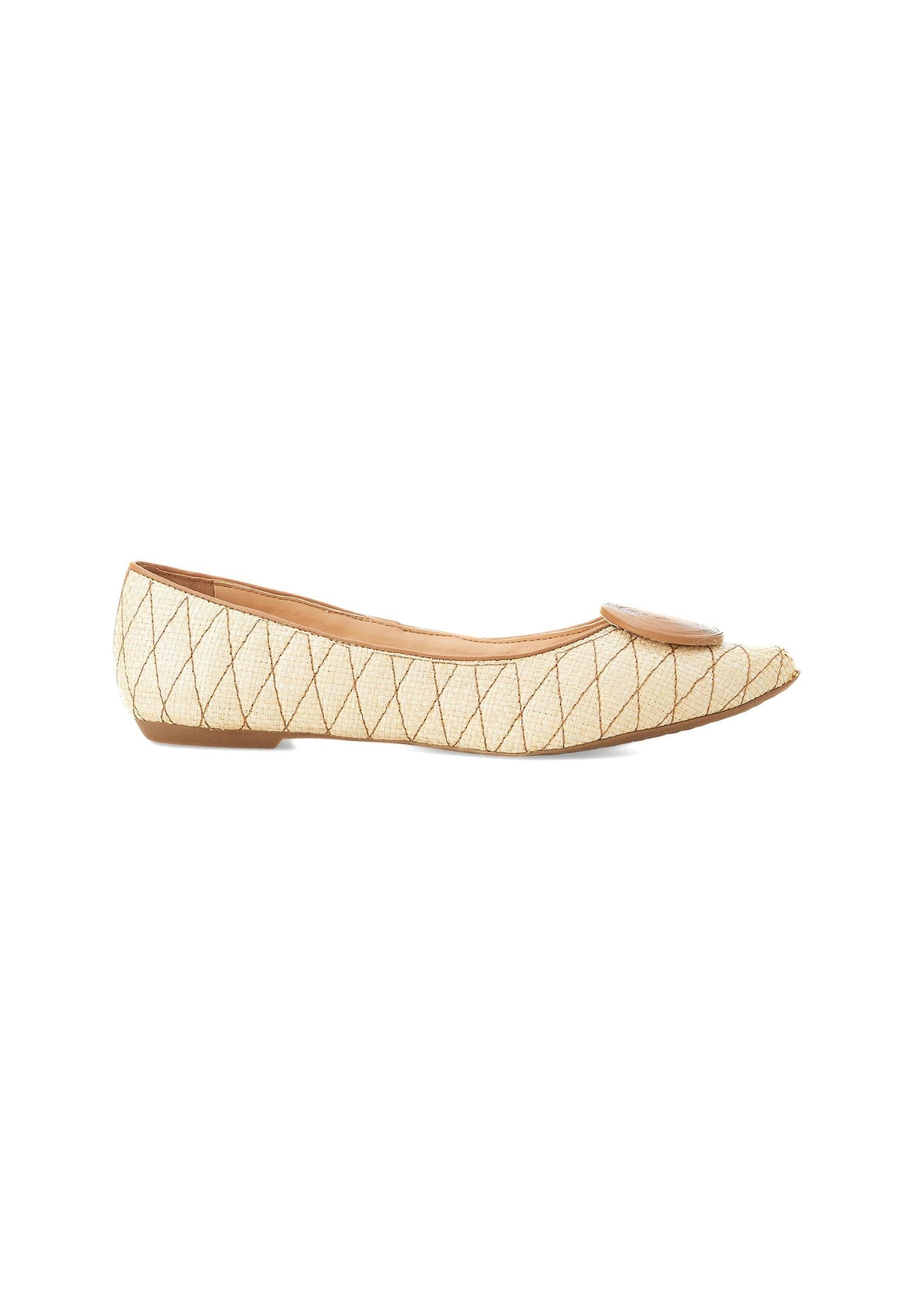 Corobá Raffia Leather Ballerinas - Natural-0
