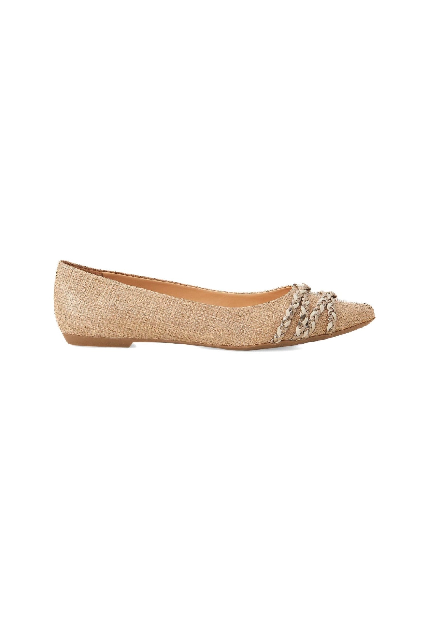 Guarandí Raffia Leather Ballerinas – Natural Beige Flat-0
