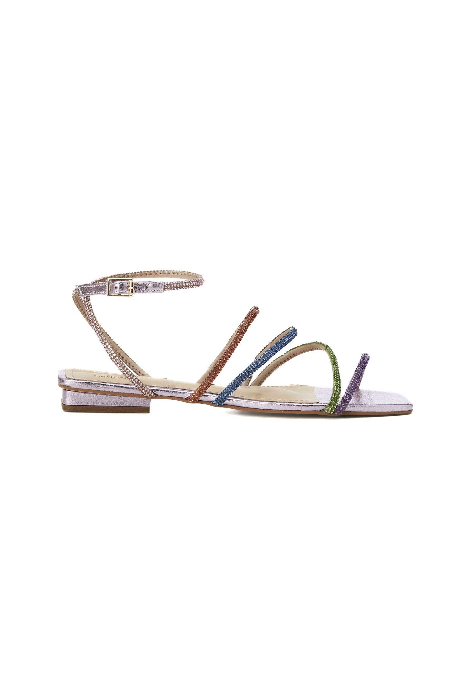 Arca Leather Sandals – Crystal Straps Flat Purple-0