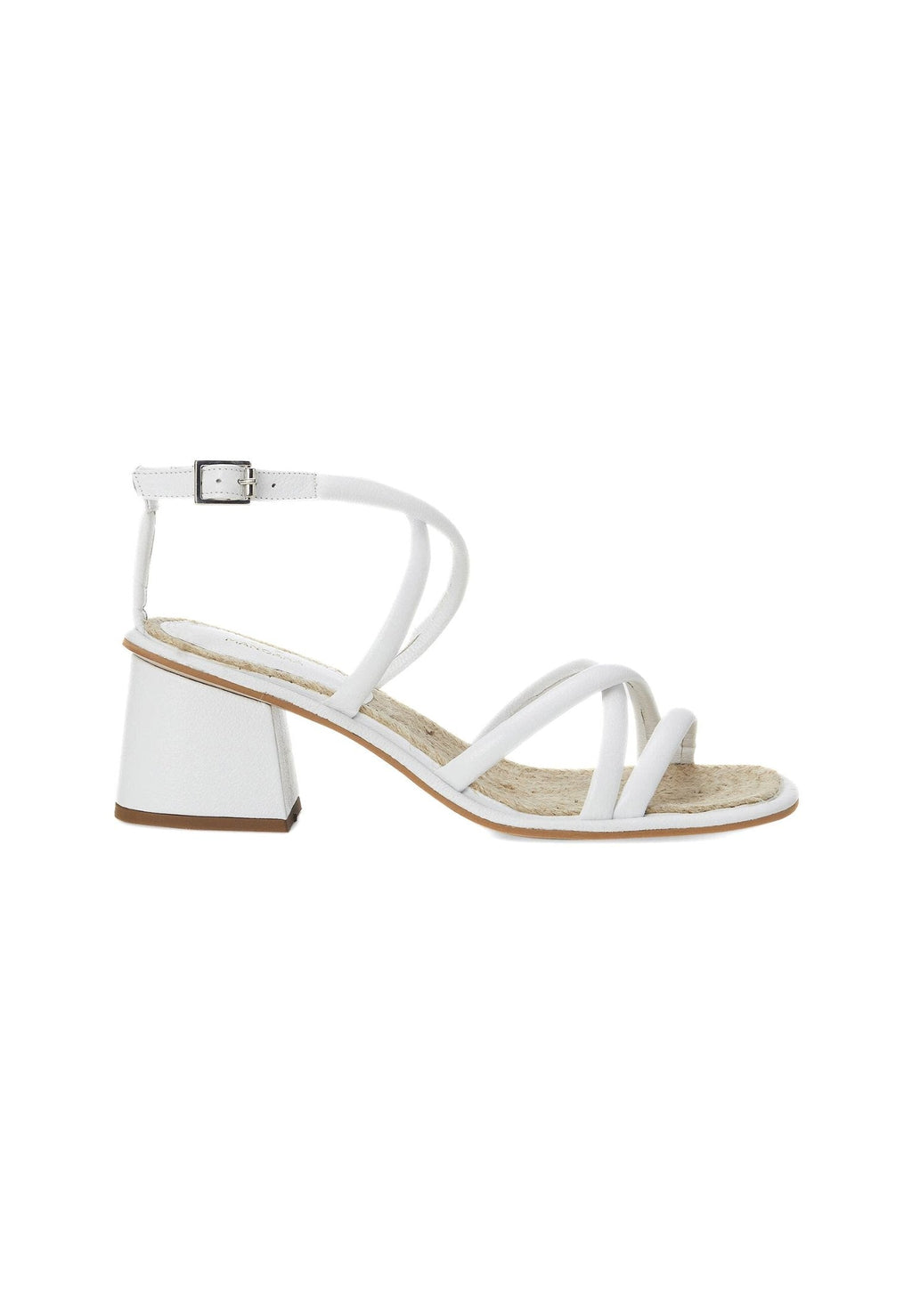 Bromelia White Leather Sandals – 7cm Block Heel-0