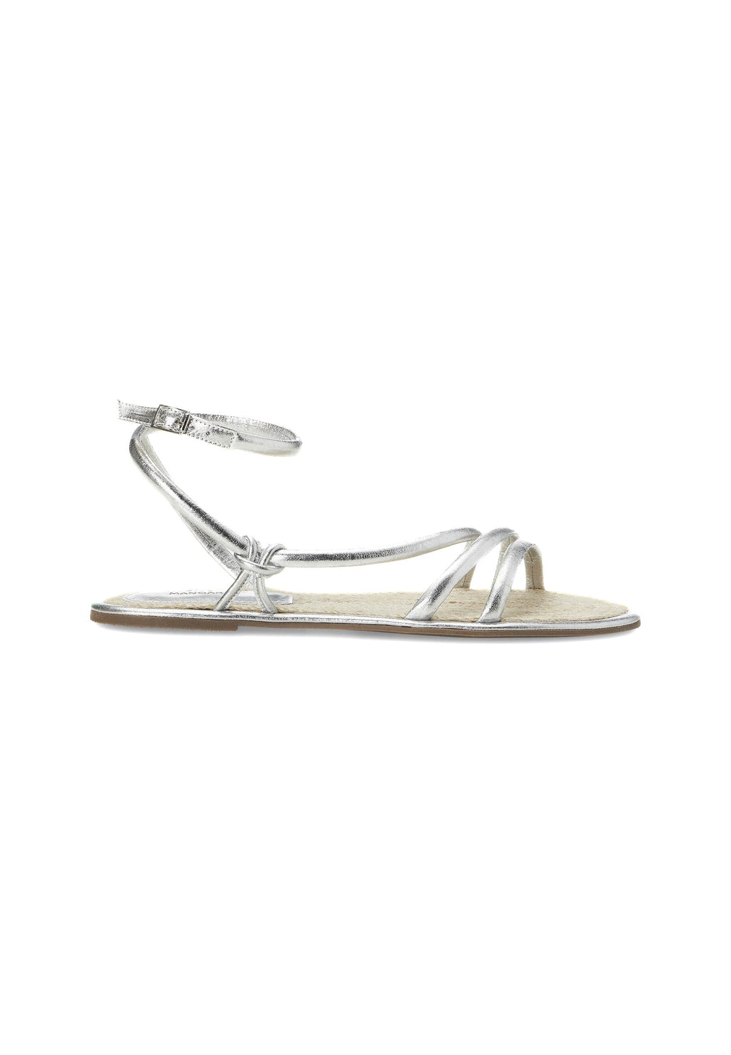 Angico Silver Leather Strappy Flat-0