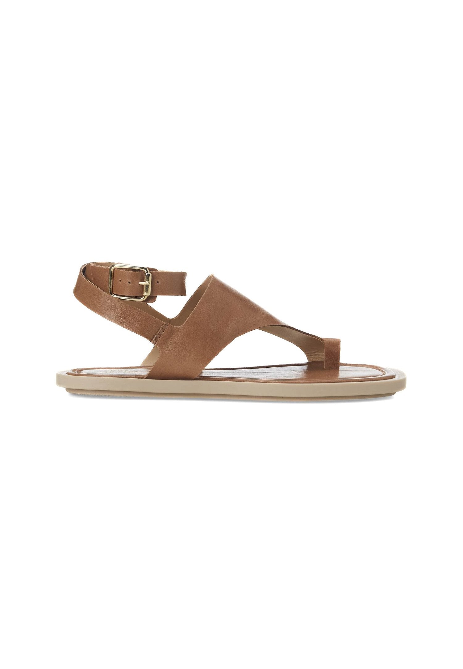 Paineira Caramel Leather Toe-Ring Flat-0
