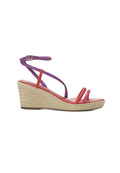 Romã Pink Leather Espadrille Wedges – Jute Platform-0