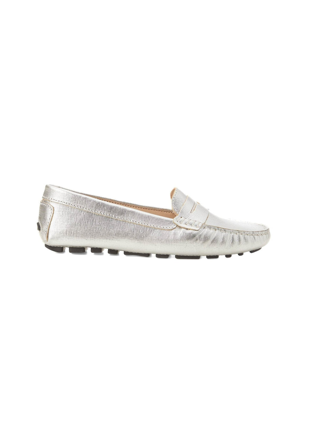 Angico Calf Silver Leather Penny Loafers – Flat-0