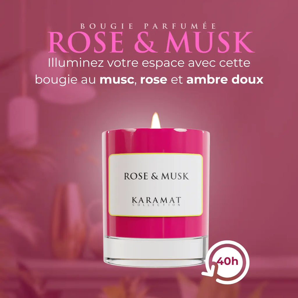 bougie parfumée Rose & Musk – Harmonie Florale-1