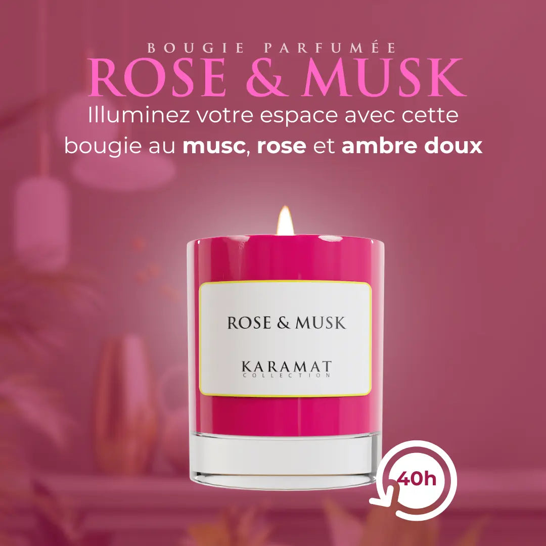 bougie parfumée Rose & Musk – Harmonie Florale-1