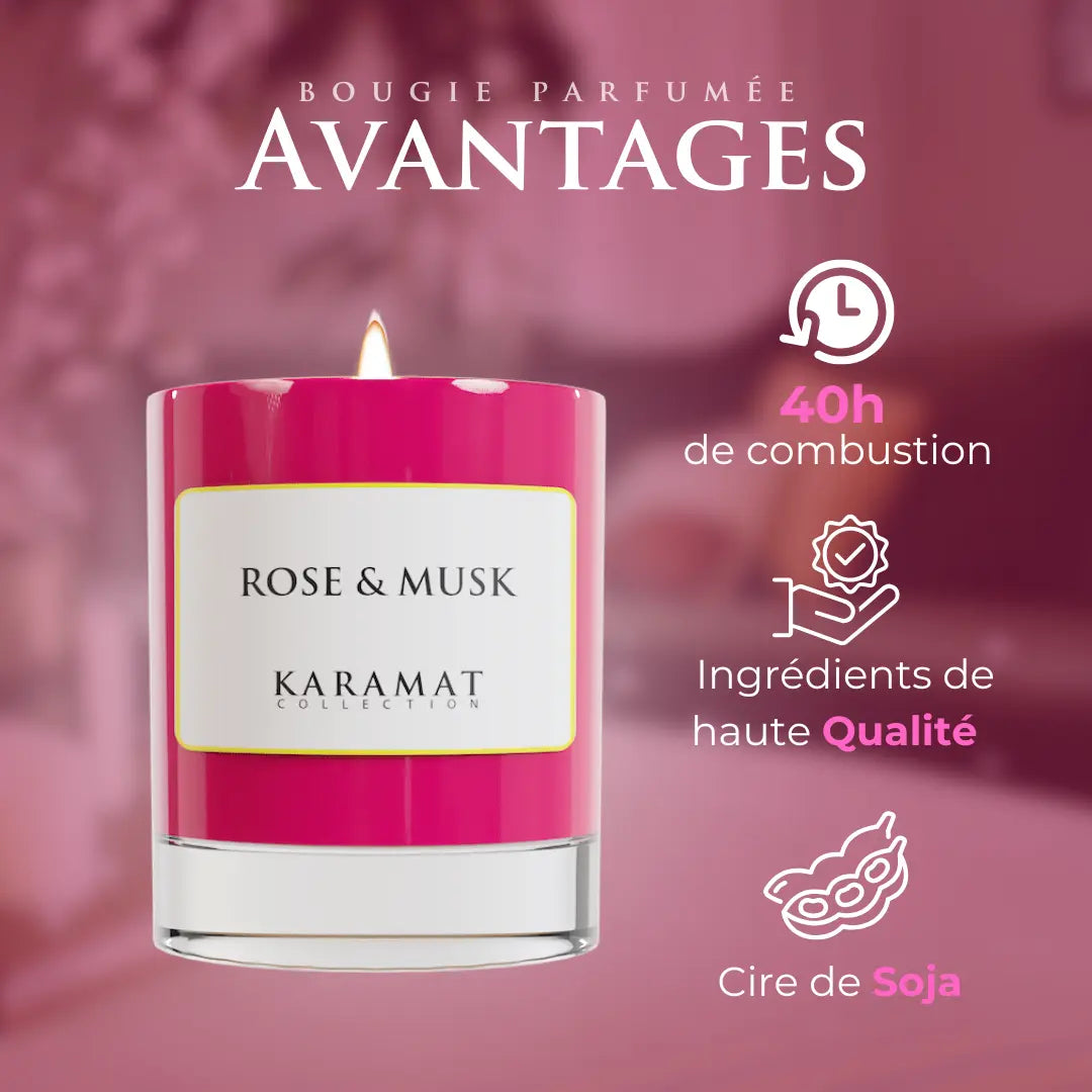 bougie parfumée Rose & Musk – Harmonie Florale-2