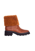 Andira Brown Leather Ankle Boots – 5cm Block Heel Shearling Lug Sole-0