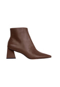 Mabea Brown Sheepskin Ankle Boots – 6.4cm Pointed Block Heel-0