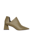 Maranta Olive Sheepskin Ankle Boots – 6.3cm Pointed Block Heel-0