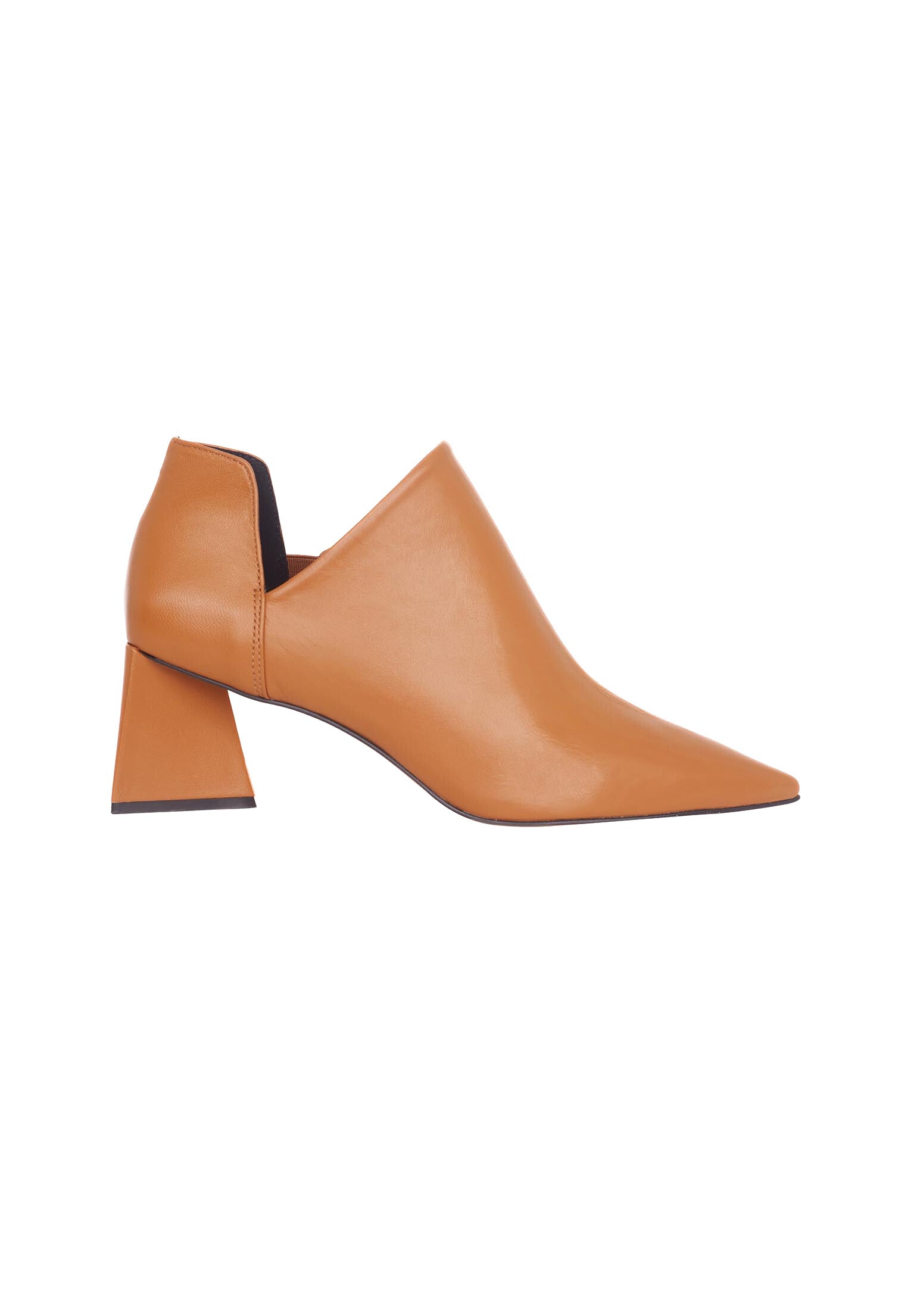 Maranta Caramel Sheepskin Ankle Boots – 6.3cm Pointed Block Heel-0