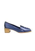 Cordía Blue Leather Loafers – 4cm Block Heel