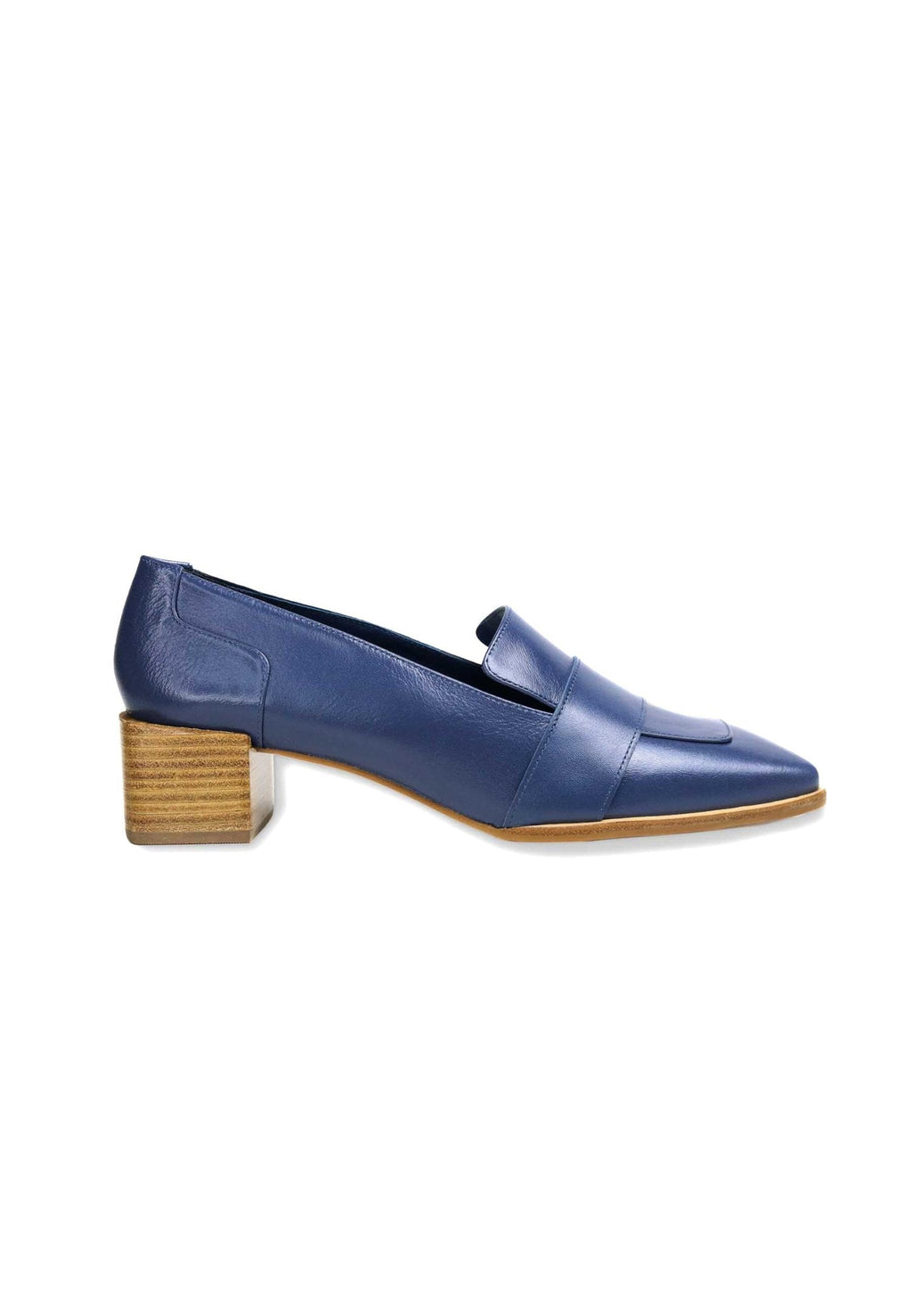 Louro Loafers in Blue Calf Leather – 4cm Block Heel-0