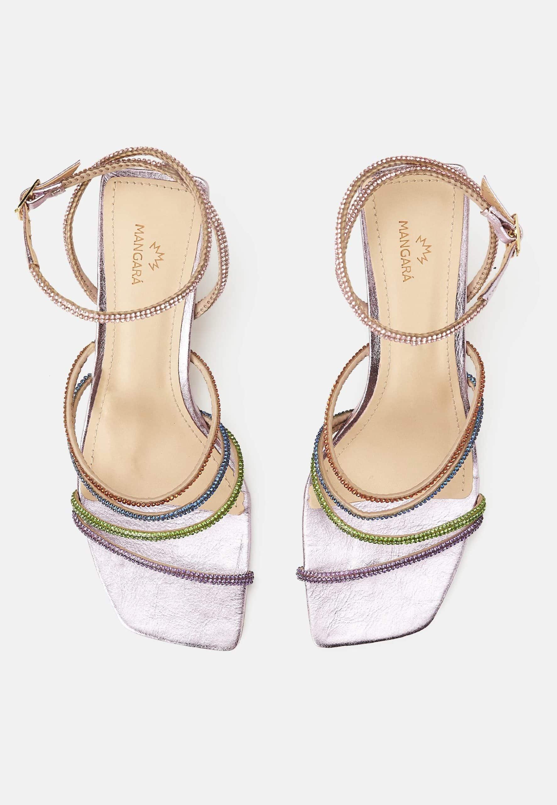 Arca Leather Sandals – Crystal Straps Flat Purple-1