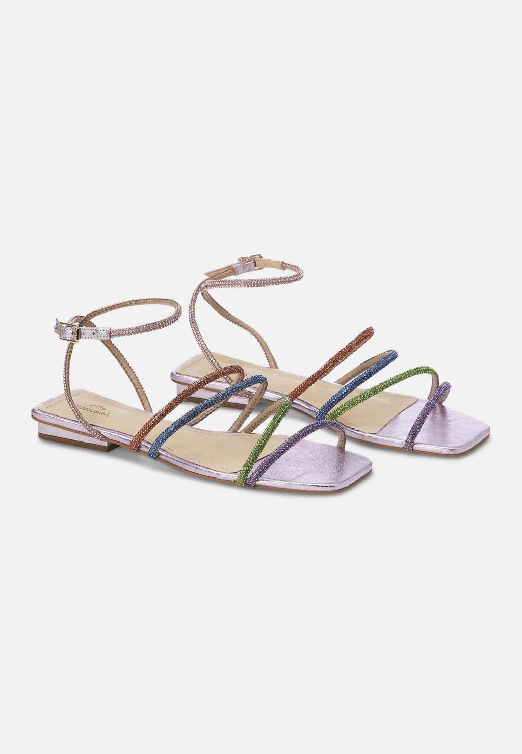 Arca Leather Sandals – Crystal Straps Flat Purple-2