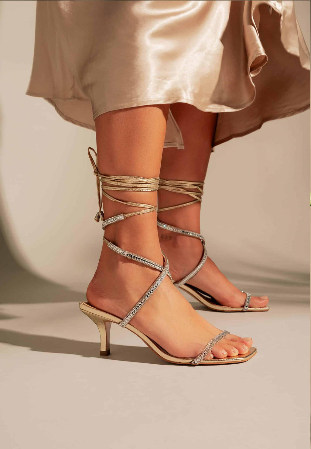 Aroeira Gold Leather Sandals – 8cm Heel-3