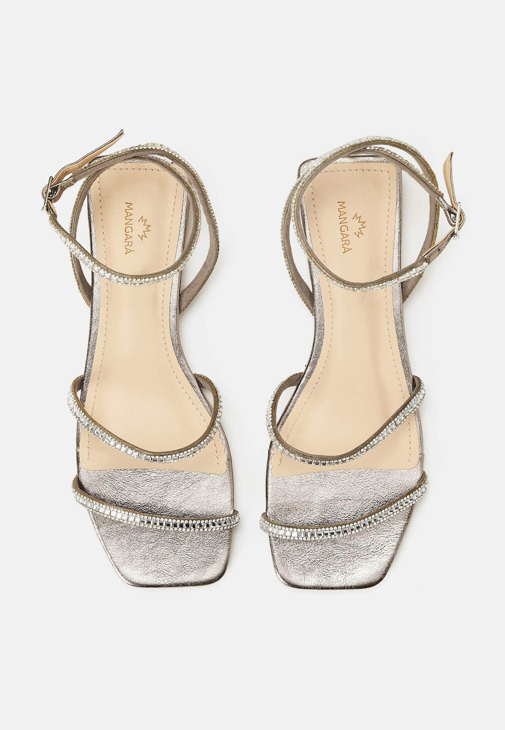 Aroeira Silver Leather Sandals – Crystal Straps
