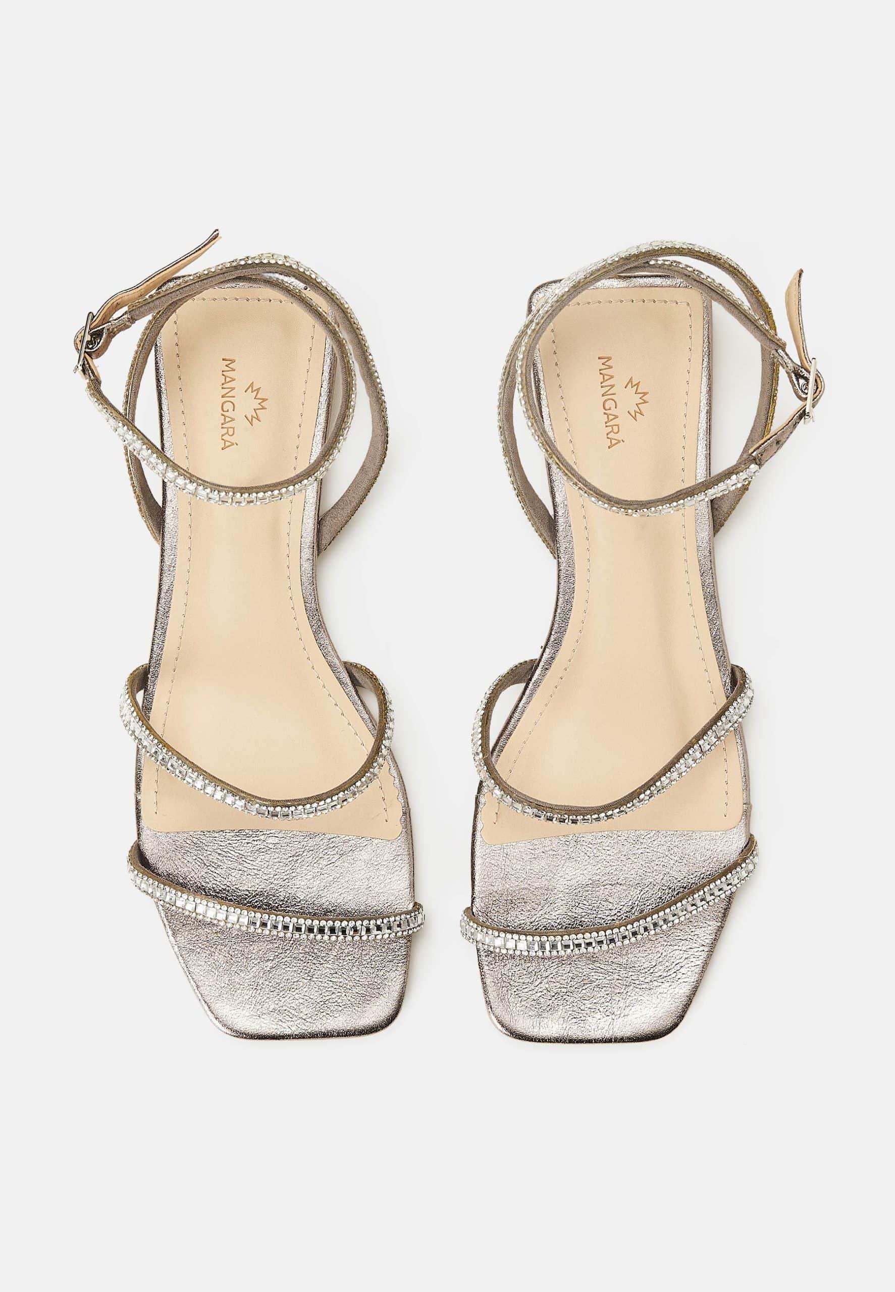 Aroeira Silver Leather Sandals – Crystal Straps