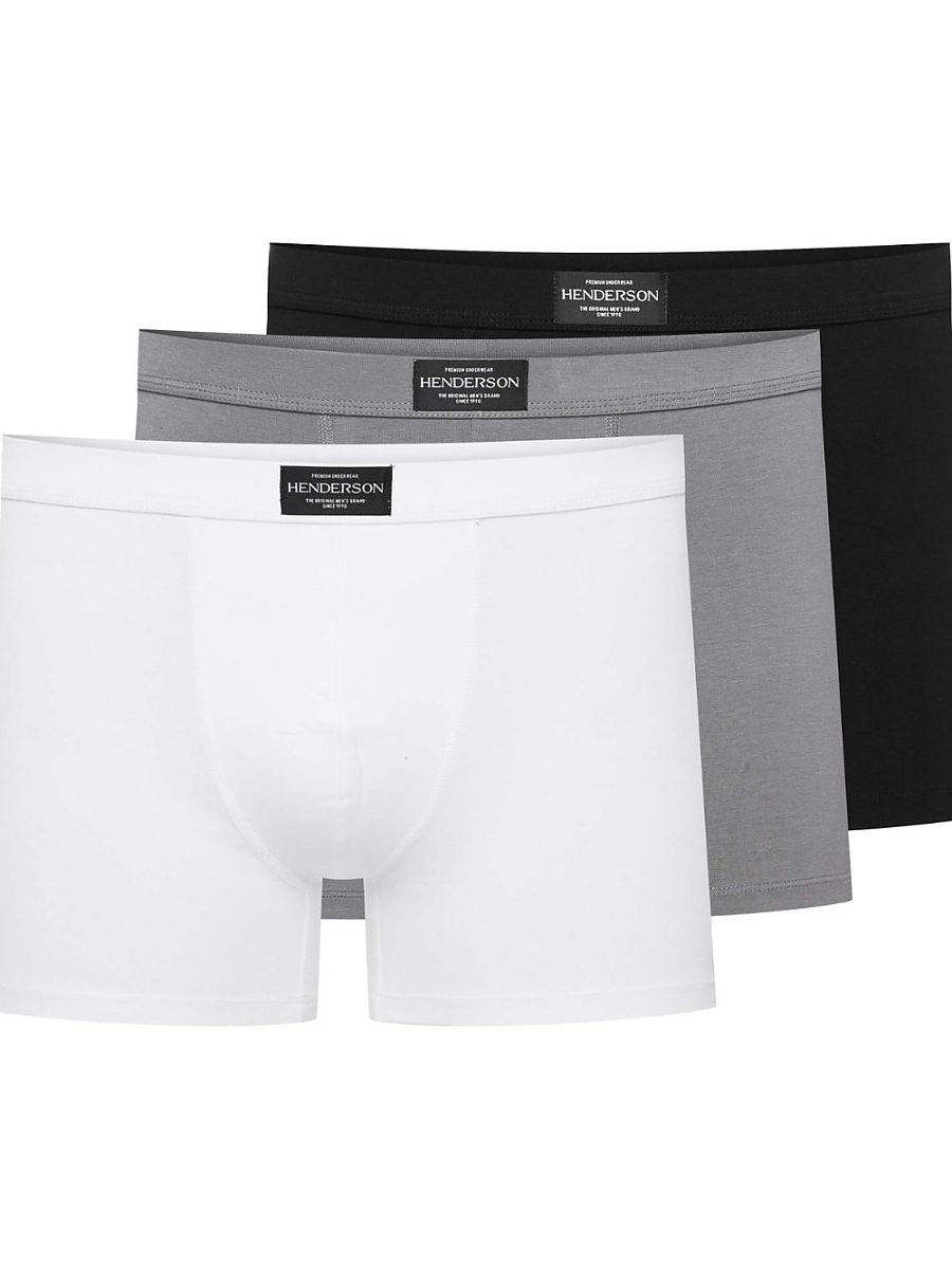 Henderson Heren Boxershorts Set - Wit/Zwart/Grijs