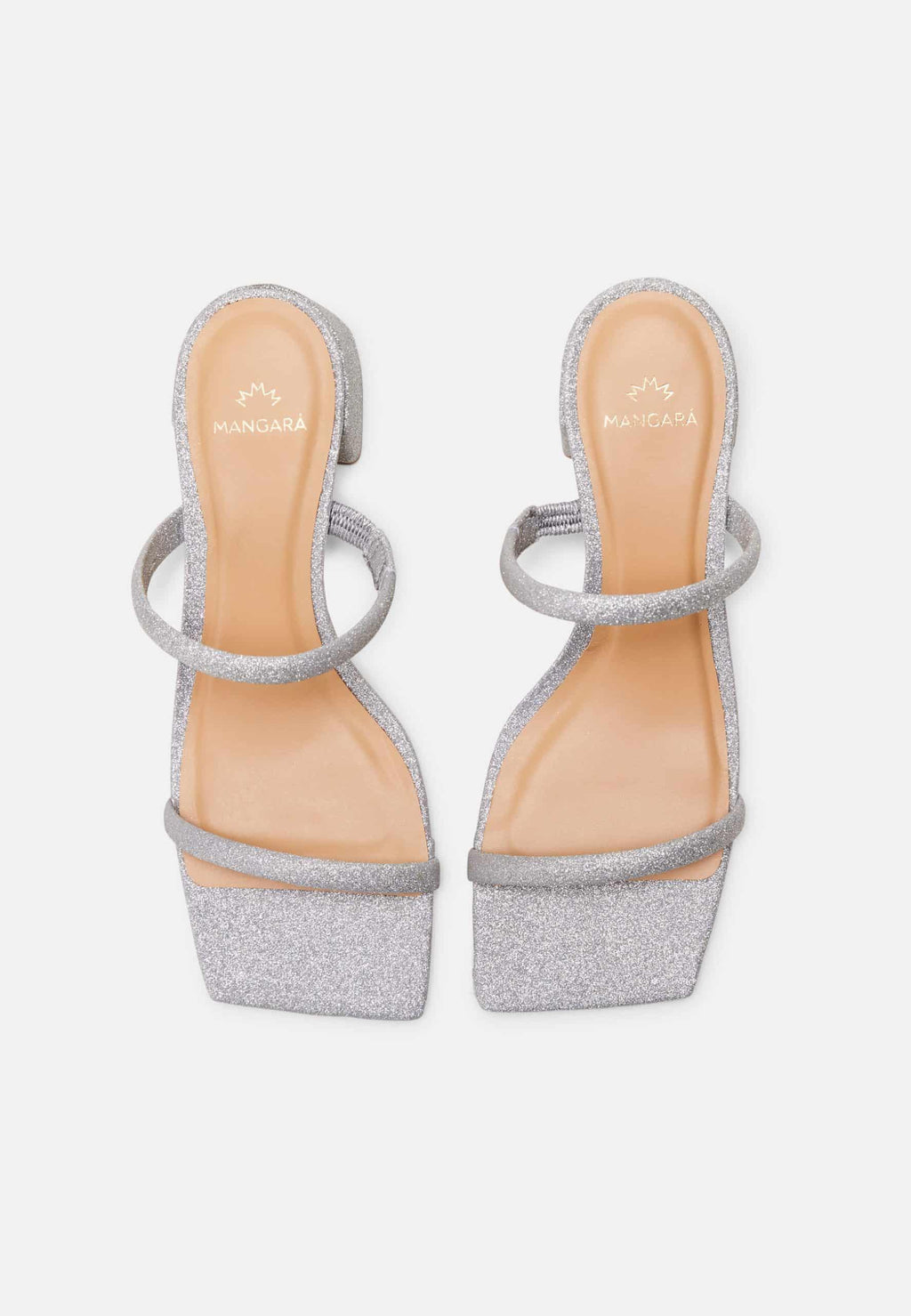 Maiate Silver Textile Mules – 4cm Low Block Heel Slip-On-1