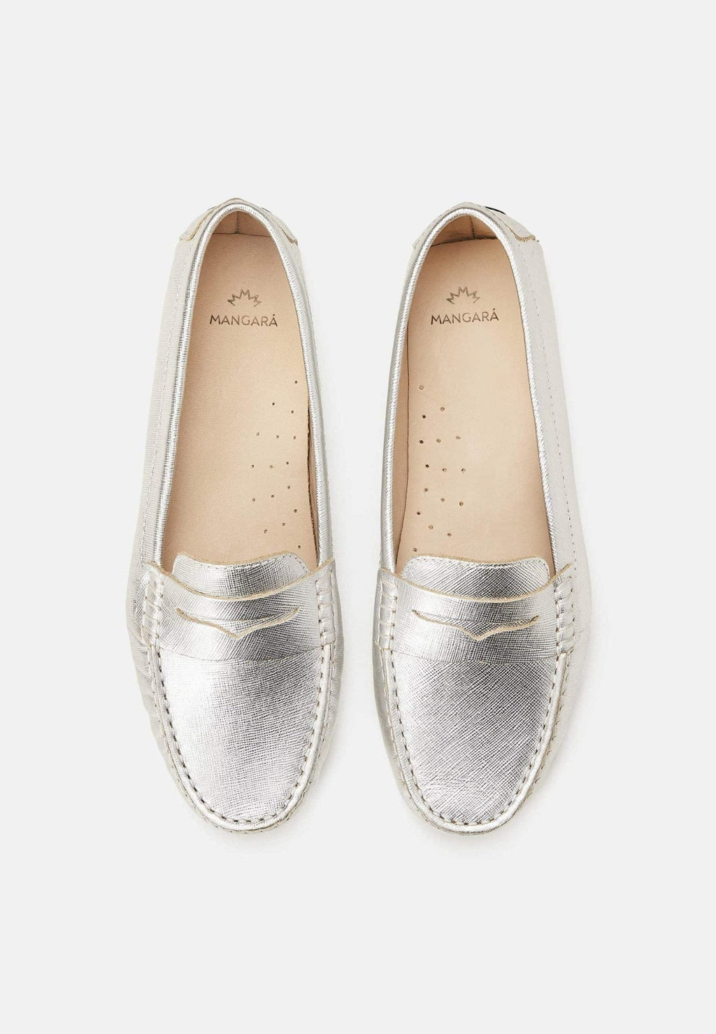 Angico Calf Silver Leather Penny Loafers – Flat-2