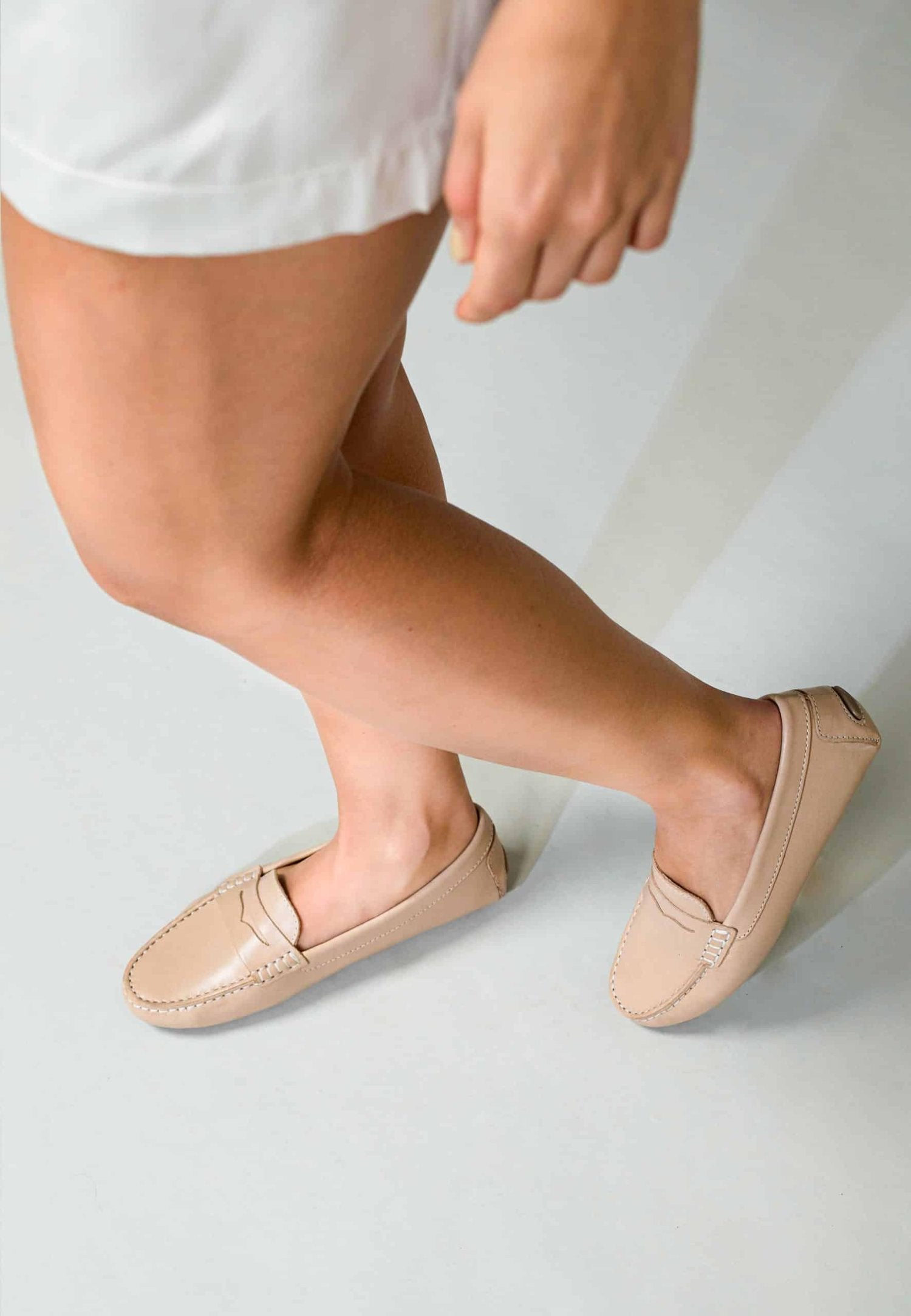 Angico Calf Beige Leather Penny Loafers – Flat-3