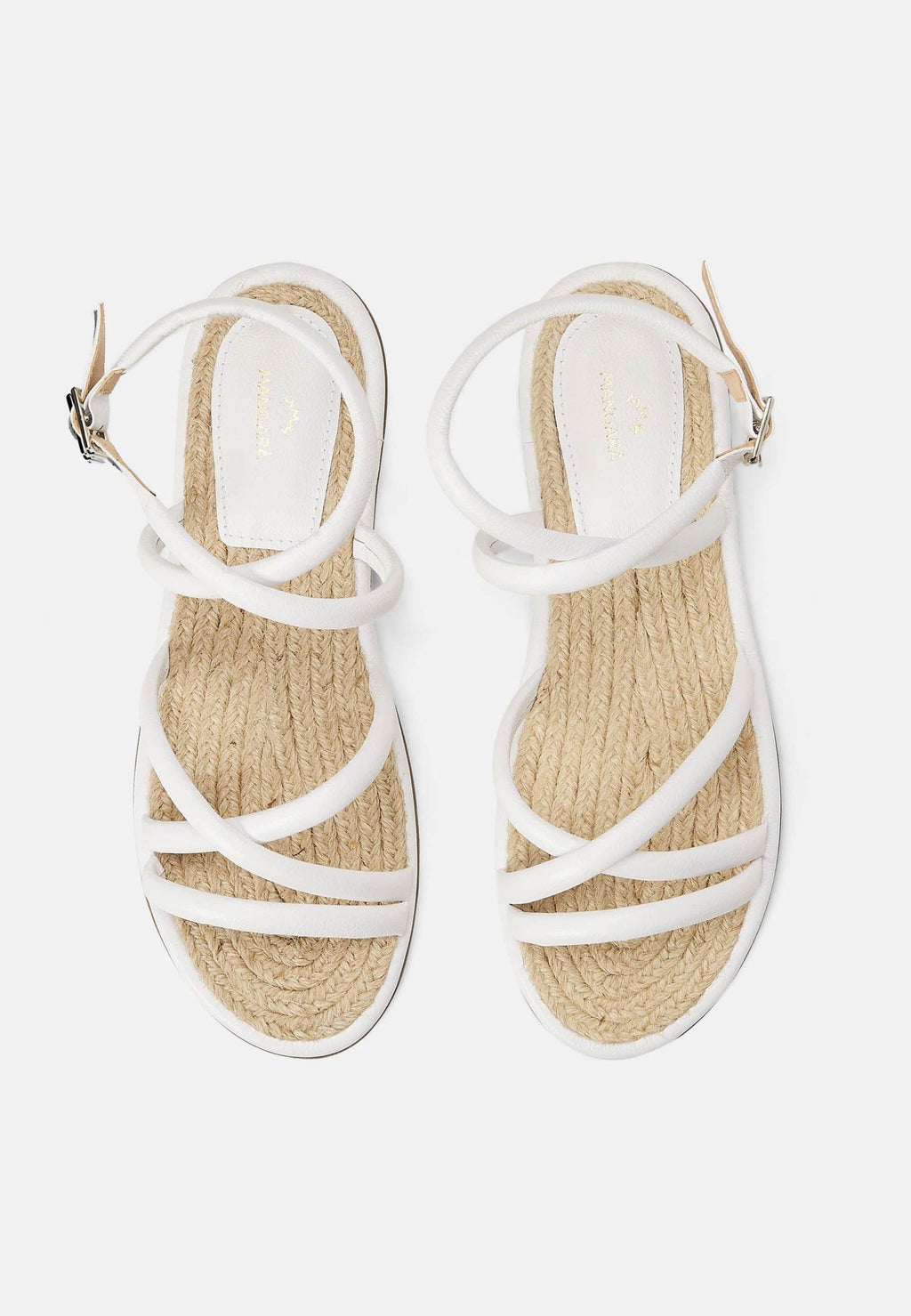 Angico White Leather Flat Sandals