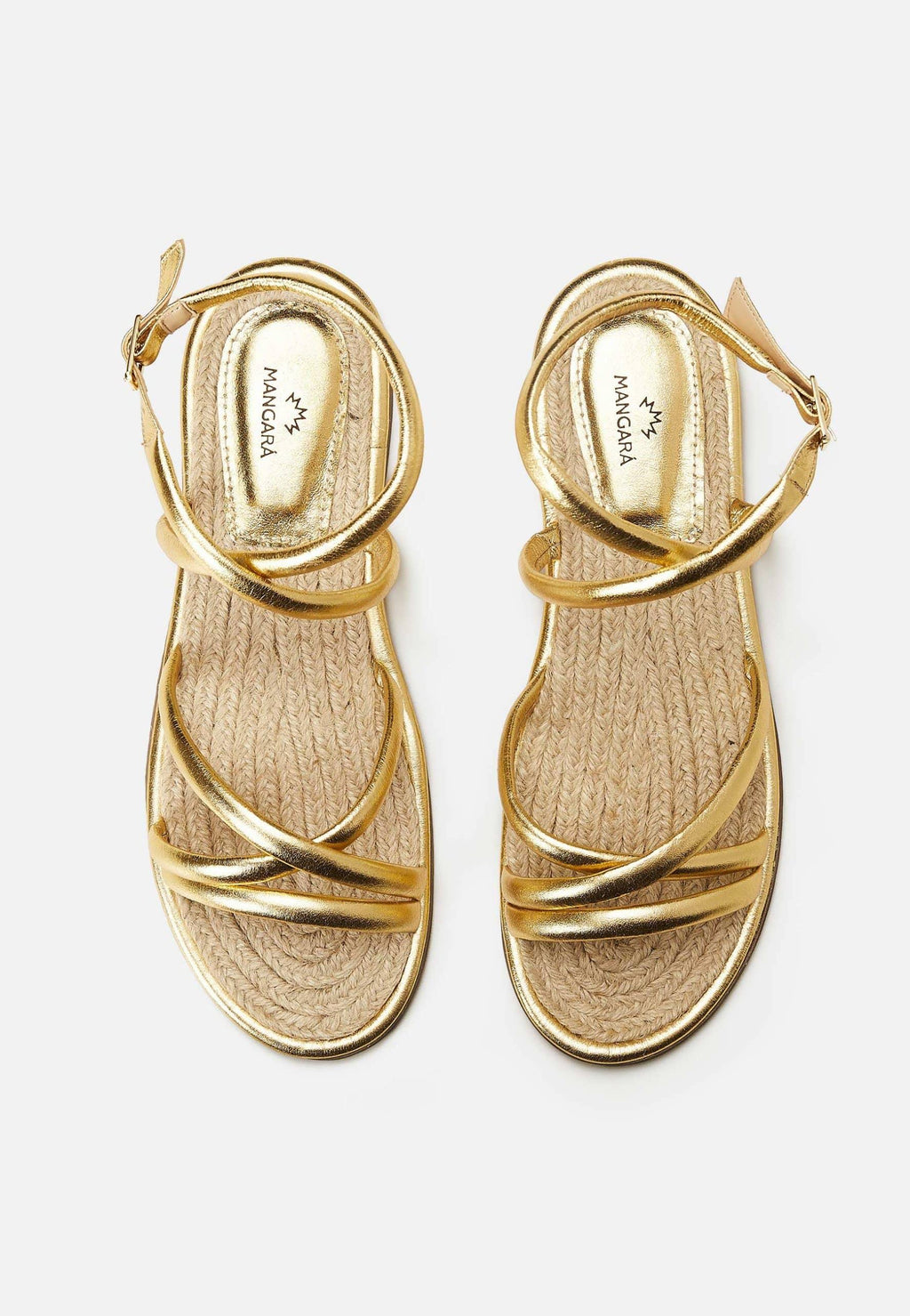 Angico Gold Leather Flat Sandals