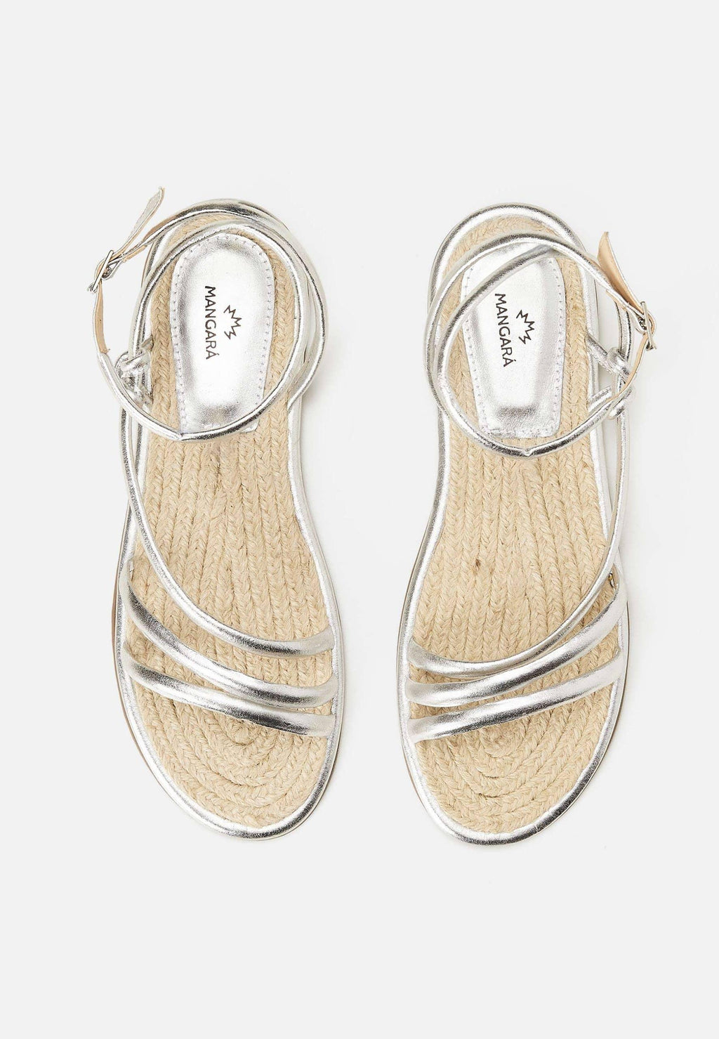 Angico Silver Leather Strappy Flat-4