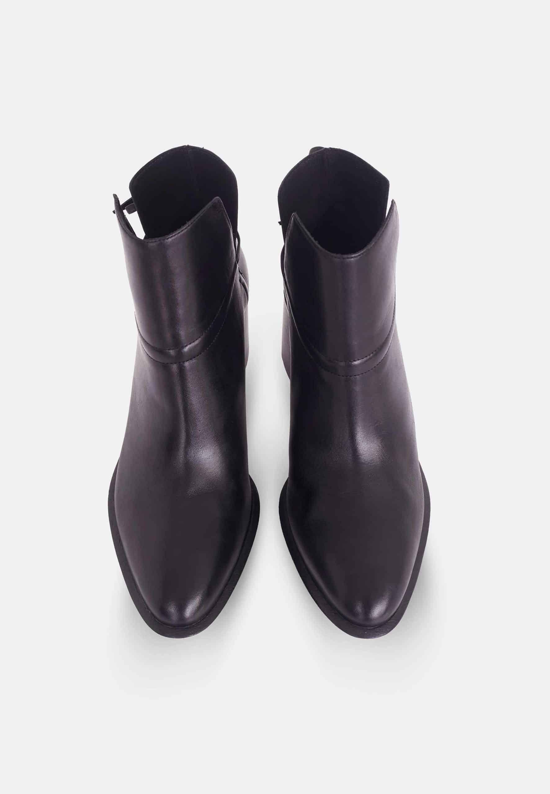 Attalea Black Leather Ankle Boots – 6.5cm Block Heel-2