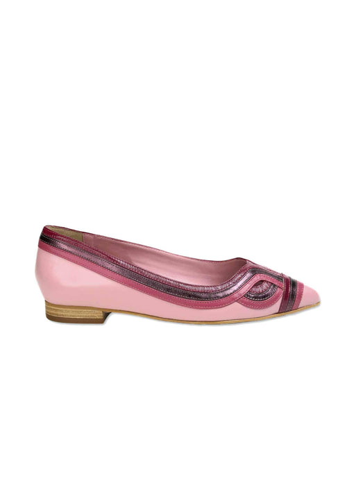Begonia Pink Leather Ballerinas-0