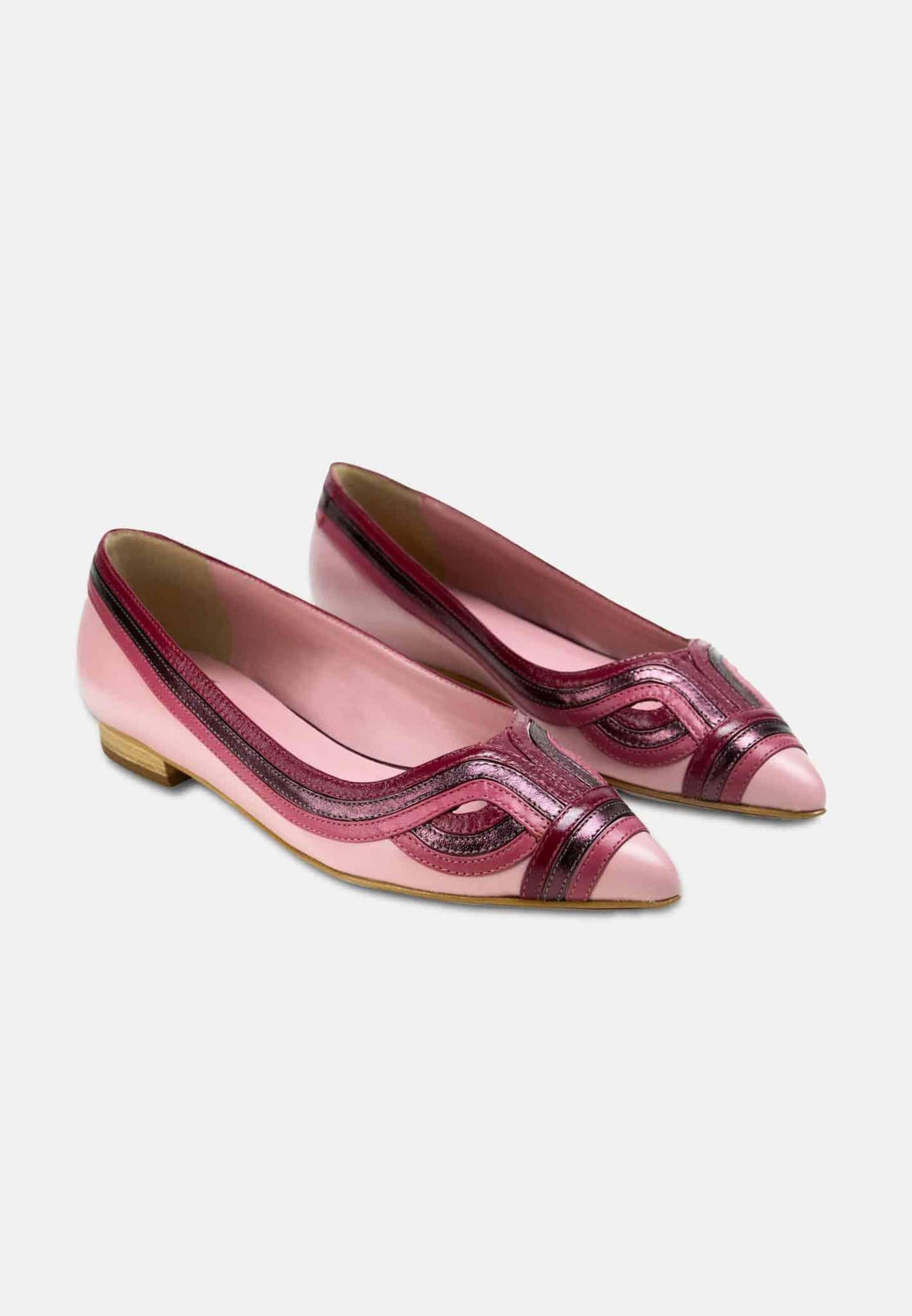 Begonia Pink Leather Ballerinas-1