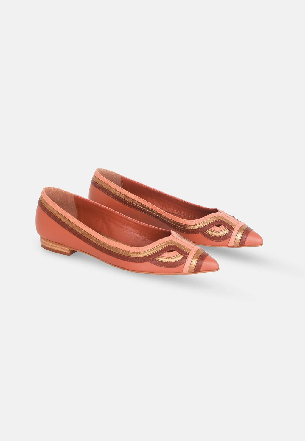Begonia Caramel Leather Ballerinas-1