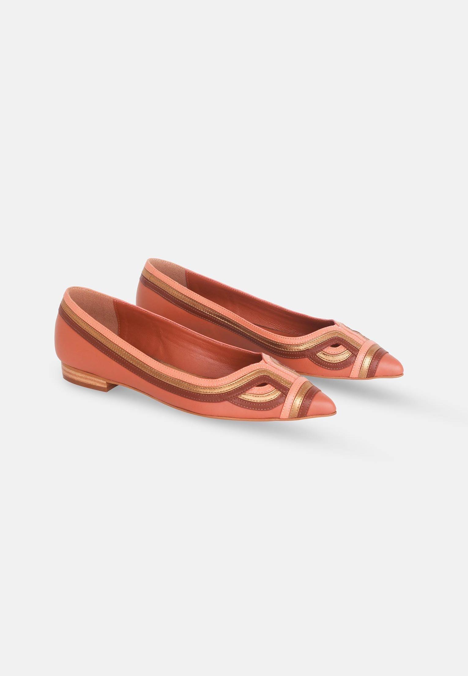 Begonia Caramel Leather Ballerinas-1