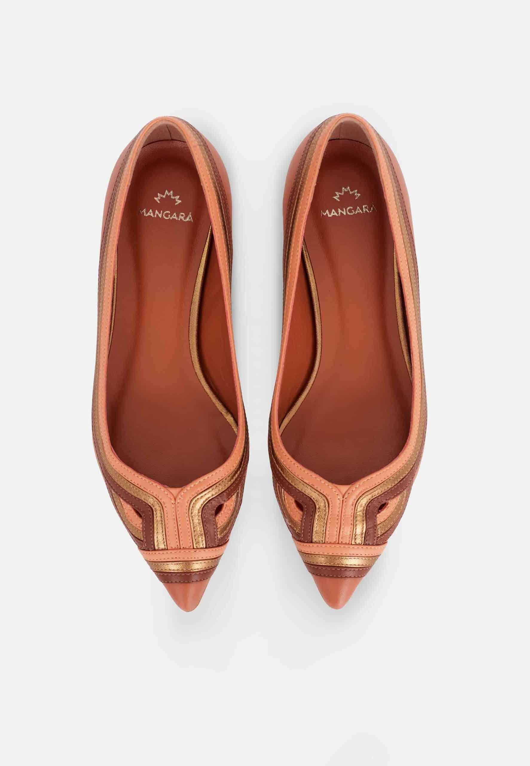 Begonia Caramel Leather Ballerinas-2