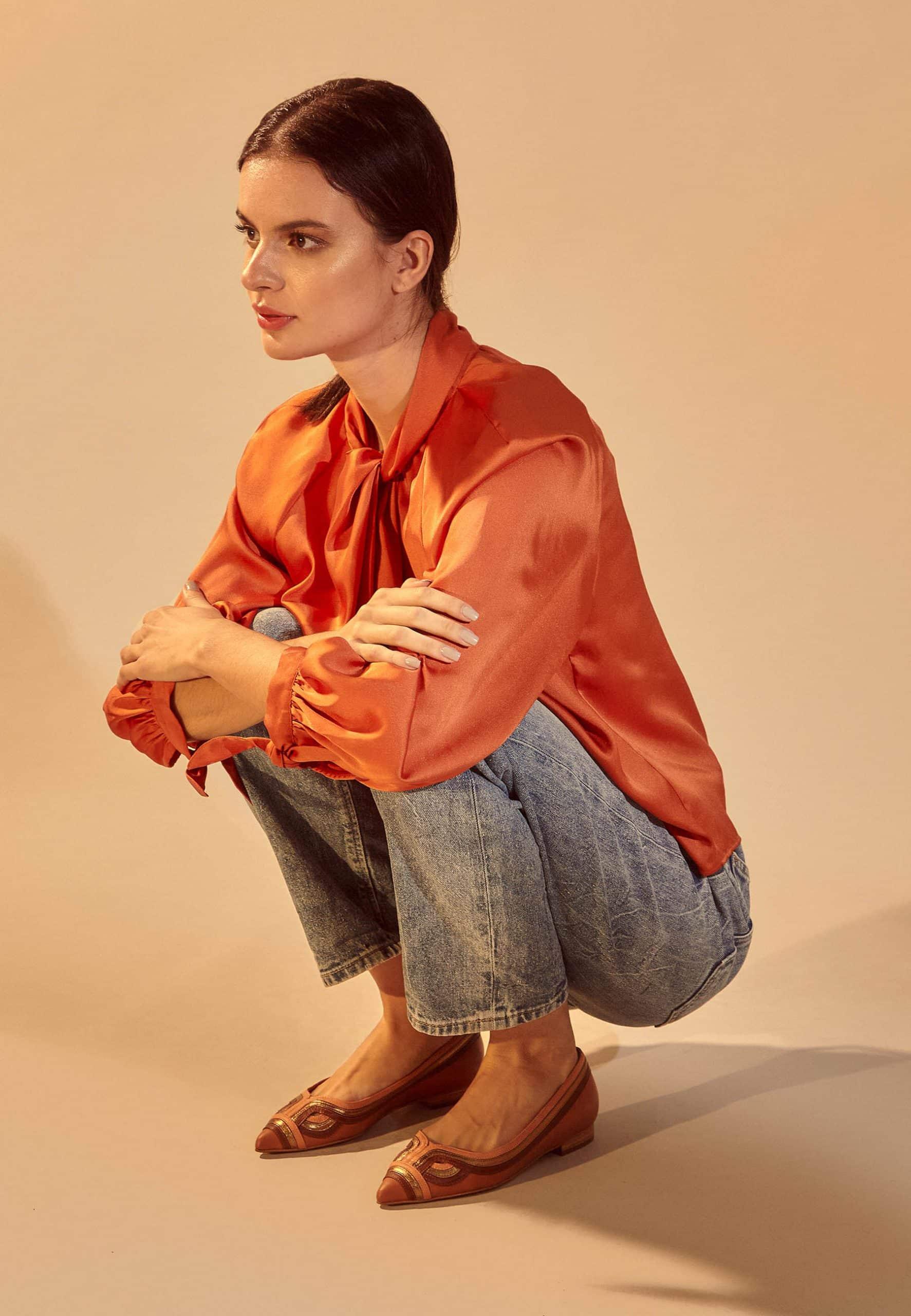 Begonia Caramel Leather Ballerinas-4