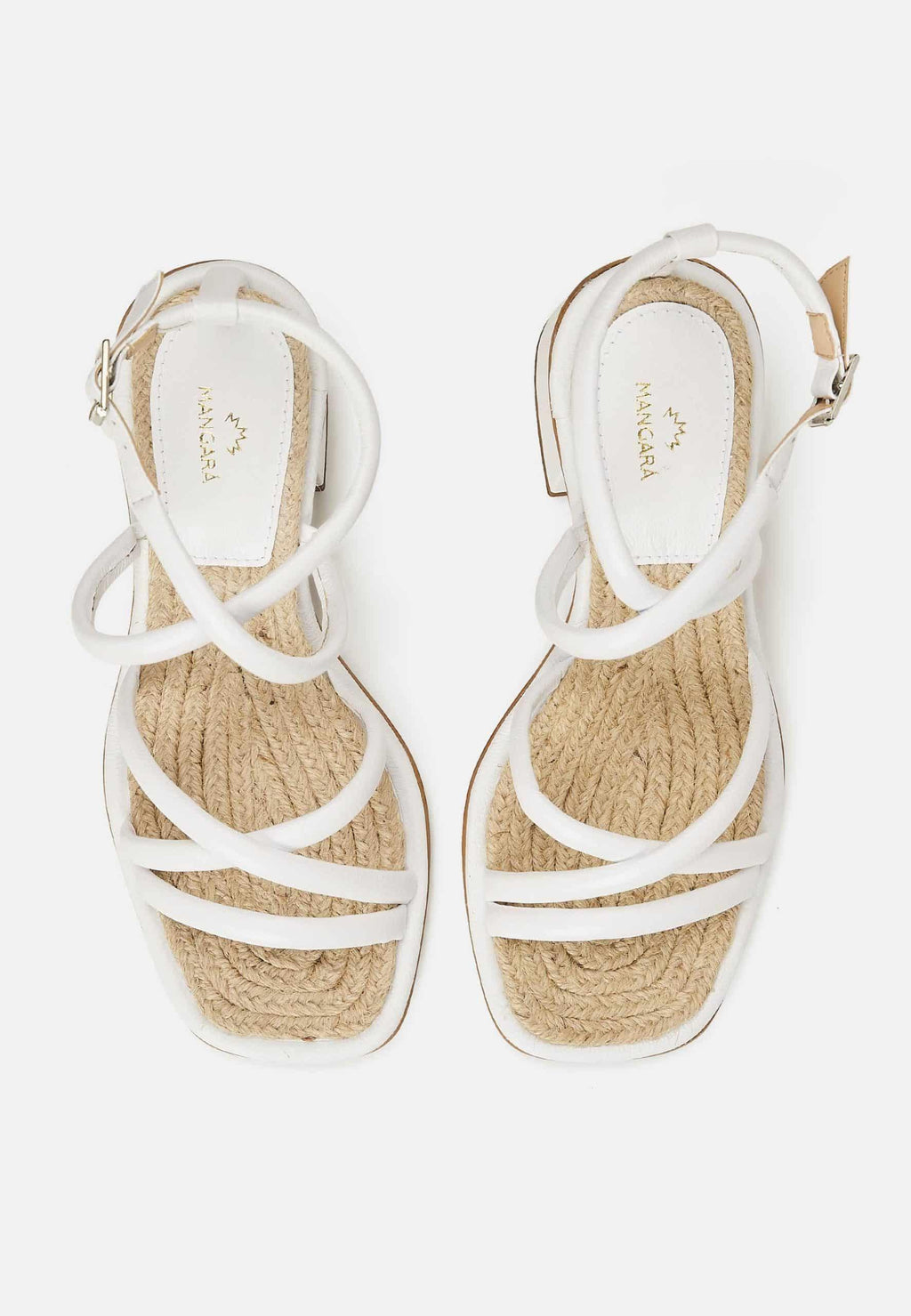 Bromelia White Leather Sandals – 7cm Block Heel-1
