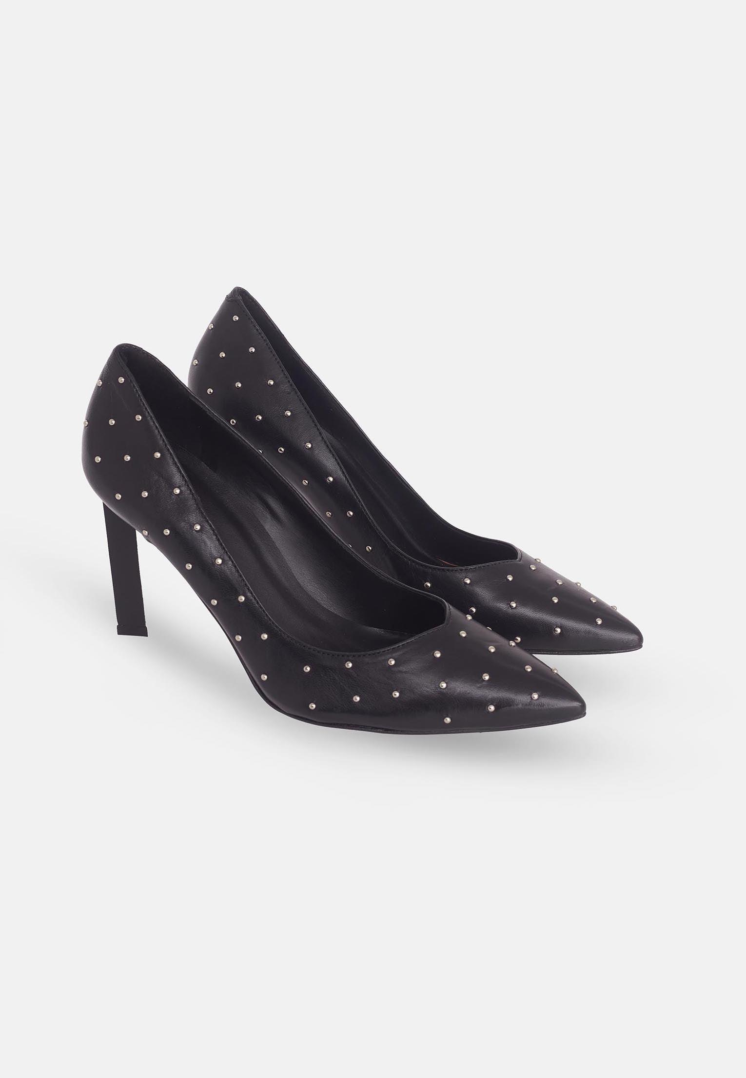 Callisia Brushed Black Leather Pumps – 9.5cm High Heel-1