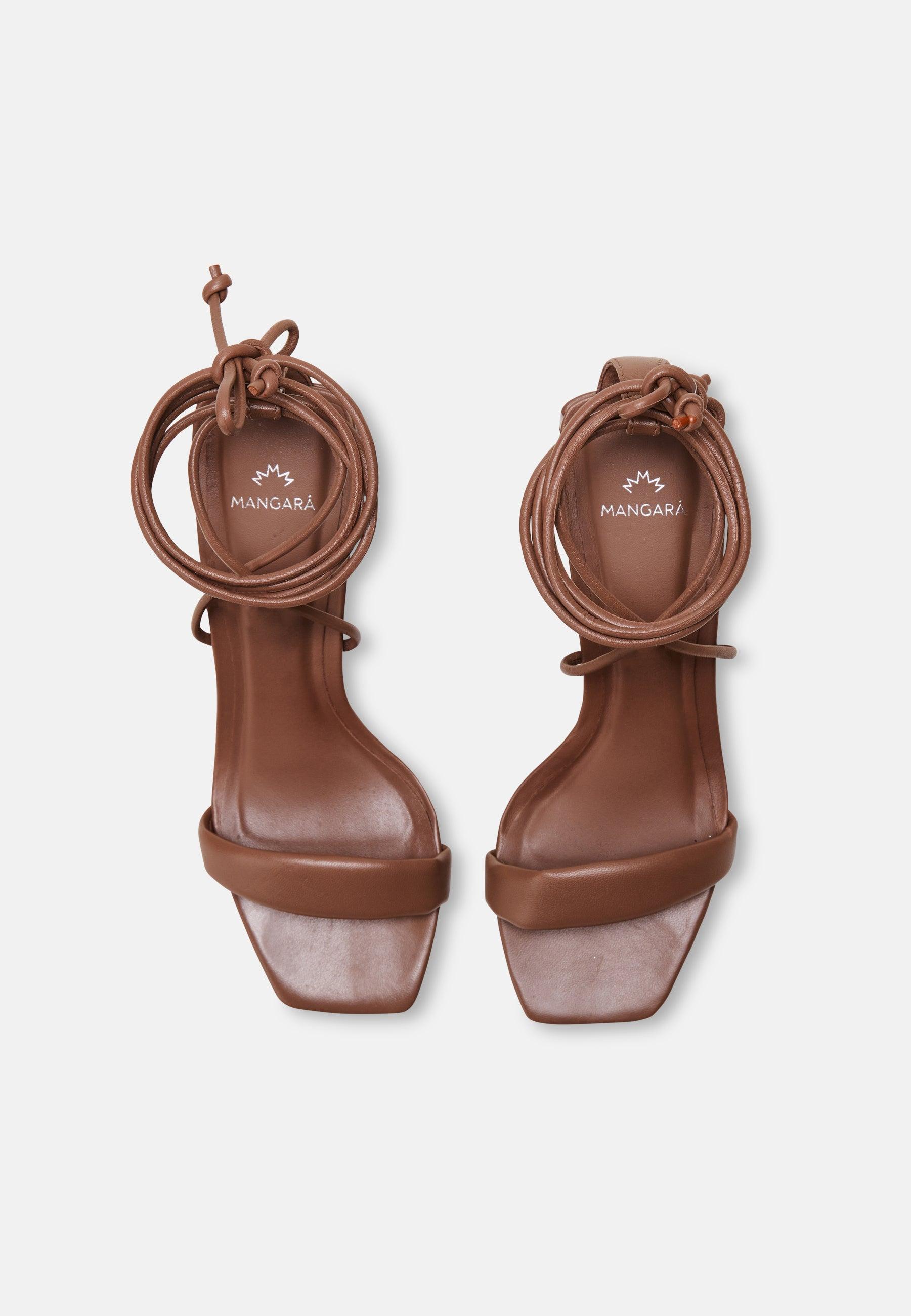Caúna Calf Chocolat Leather Strappy Sandals – 6.5cm Block Heel-1