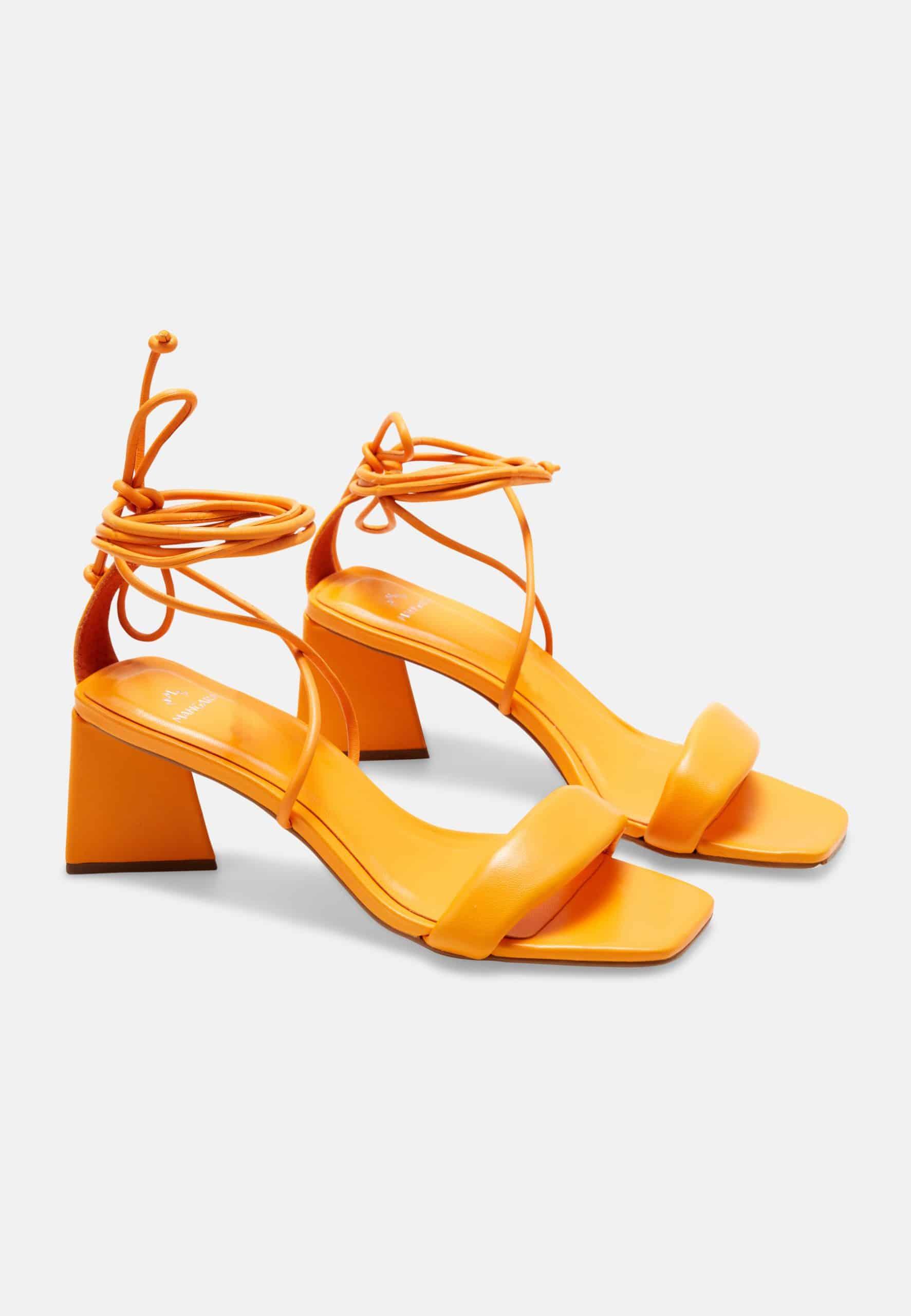 Caúna Calf Orange Leather Strappy Sandals – 6.5cm Block Heel-1