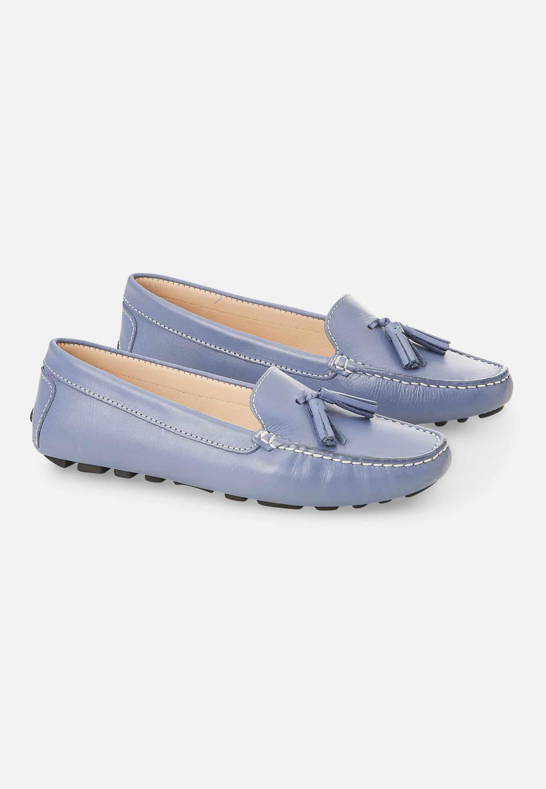 Caviúna Blue Calf Leather Tassel Loafers – Flat-2