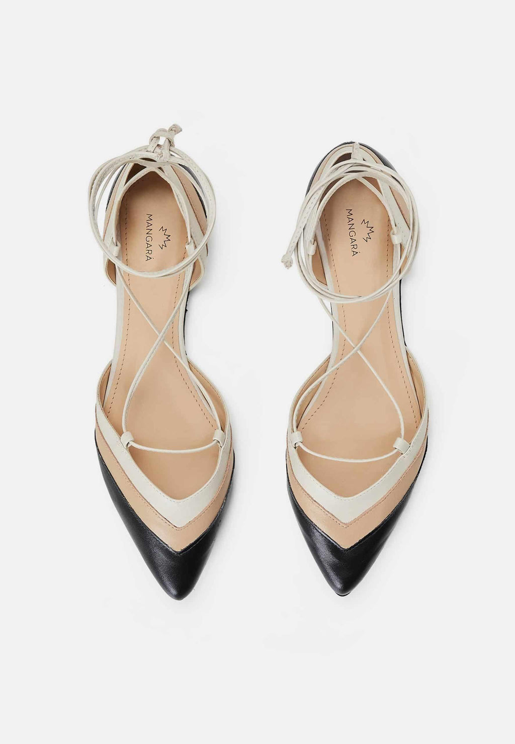 Cereja Beige Leather Tie-Up Flat Sandals-1